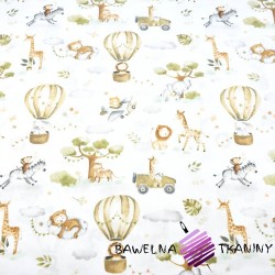 Cotton 100% african olive-beige animals in balloons