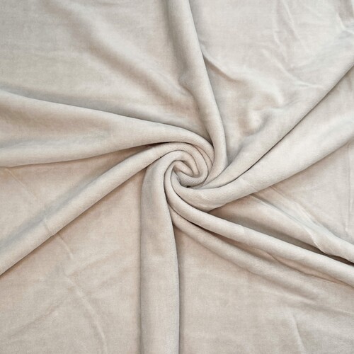 Beige Rib Velour Cotton velour fabric for clothing (Light beige) | fabric shop