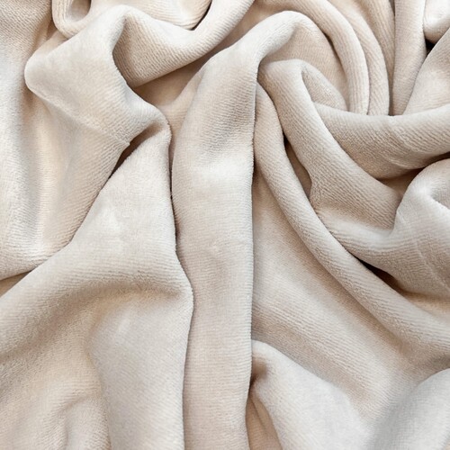 Beige Rib Velour Cotton velour fabric for clothing (Light beige) | fabric shop