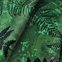 Waterproof fabric fern leaves on a green background