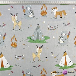 Cotton 100% indian deer on a grey background