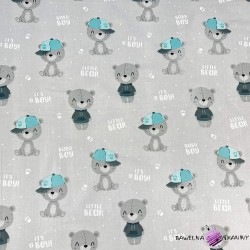 Cotton 100% Baby boy teddy bears on a gray background