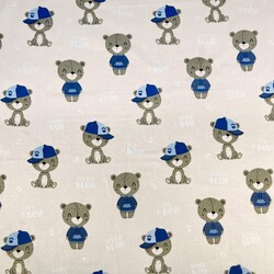 Cotton 100% Baby boy teddy bears on a beige background