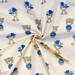 Cotton 100% Baby boy teddy bears on a beige background