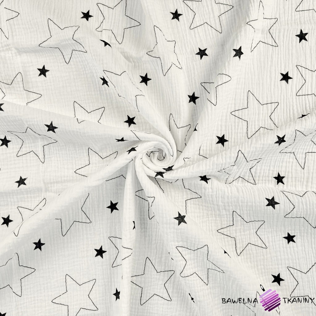 Double gauze muslin printed with stars outlines print