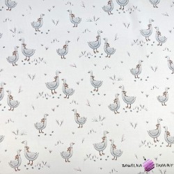 Cotton 100% grey geese with a brown bow on a white background