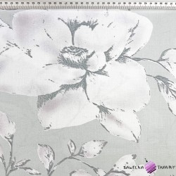 Cotton 100% magnolia flowers on light gray background