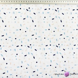 Cotton 100% navy blue apricot lines and dots