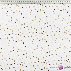 Cotton 100% beige brown lines and dots