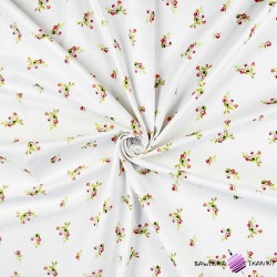 Bawełna 100% kwiaty bukiety mini różowe na białym tle