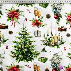 Cotton 100% Christmas tree with glasses on a white background