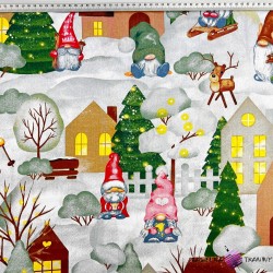 Cotton 100% Christmas pattern Elves in the town