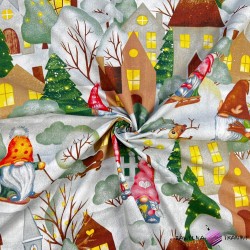 Cotton 100% Christmas pattern Elves in the town