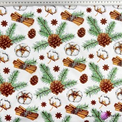 Cotton 100% Christmas pattern cotton flowers with cinnamon