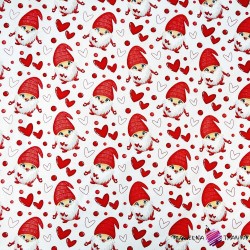 Cotton 100% gnomes with hearts on a white background