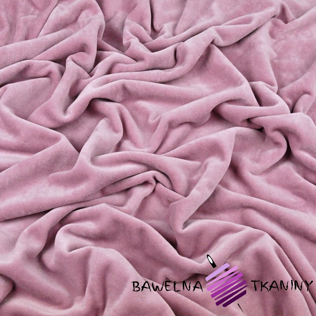 Welur bawełniany odzieżowy - brudny róż (retro pink)