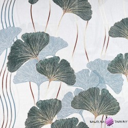 Cotton 100% ginkgo sage leaves on a light gray background