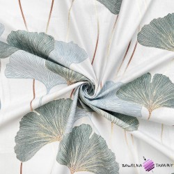 Cotton 100% ginkgo sage leaves on a light gray background