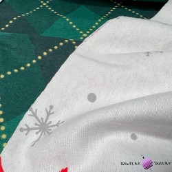 Unbrushed Flannel Christmas reindeer pattern with green check pattern
