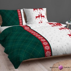 Unbrushed Flannel Christmas reindeer pattern with green check pattern