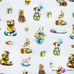 Cotton 100% birthday animals on a white background