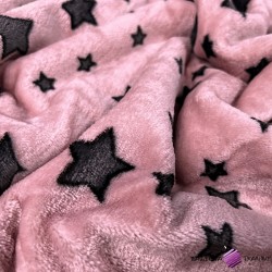 Soft fleece plus graphite stars on a pink background