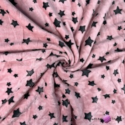 Soft fleece plus graphite stars on a pink background