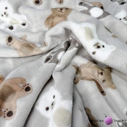 Soft fleece plus teddy bears on a gray-beige background