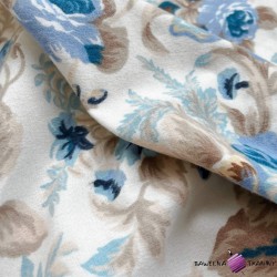 Flannel blue and beige gypsy roses pattern