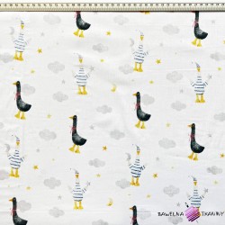 Cotton 100% geese in pajamas on a white background