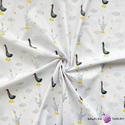 Cotton 100% geese in pajamas on a white background