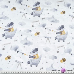 Cotton 100% badger animals in space isolated on white background