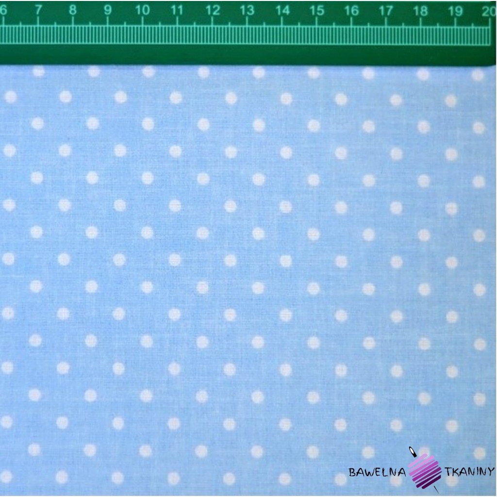 Cotton white dots 4mm on blue background