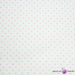 Cotton pink dots 4mm on white background