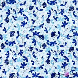 Bawełna 100% kwiaty szafirowo niebieskie na białym tle