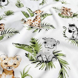 Interlock knitwear - digital print - African animals in tropical leaves