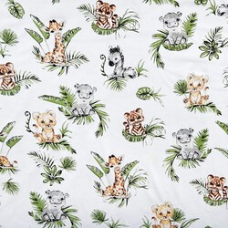 Interlock knitwear - digital print - African animals in tropical leaves