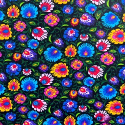 Cotton colorful folk pattern on black background