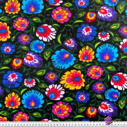 Cotton colorful folk pattern on black background