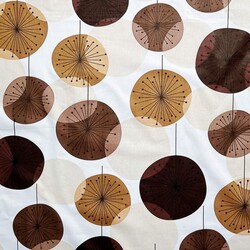 Cotton 100% beige and brown dandelions on a white background