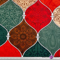 Bawełna 100% wzór marokański bączki kolorowe