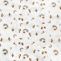 Cotton 100% ducklings with chamomiles on a white background