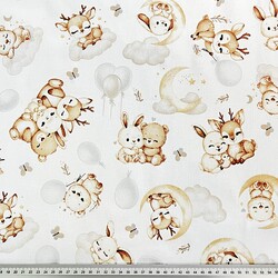 Cotton 100% animals friends on white background