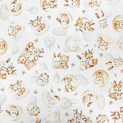 Cotton 100% animals friends on white background