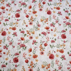 Cotton 100% red-orange field flowers