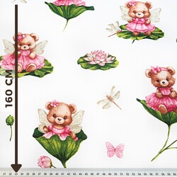 Cotton 100% teddy bears on water lilies