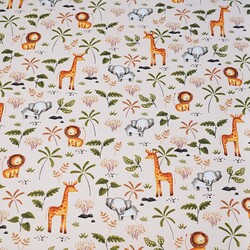 Cotton 100% African mini animals on an apricot background