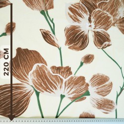 Cotton 100% large brown magnolia flowers on ecu background - 220 cm