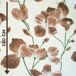 Cotton 100% large brown magnolia flowers on ecu background - 220 cm