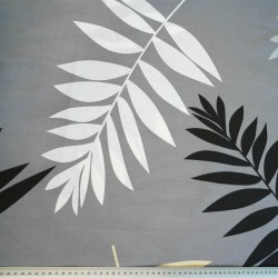 Cotton 100% large leaves on a gray background - 220 cm